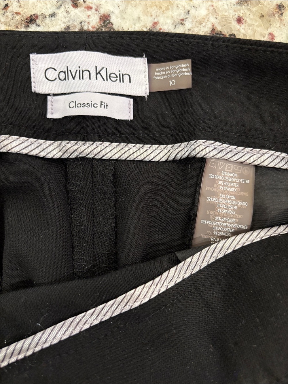 Calvin Klein Black Pants with White Striped Trim